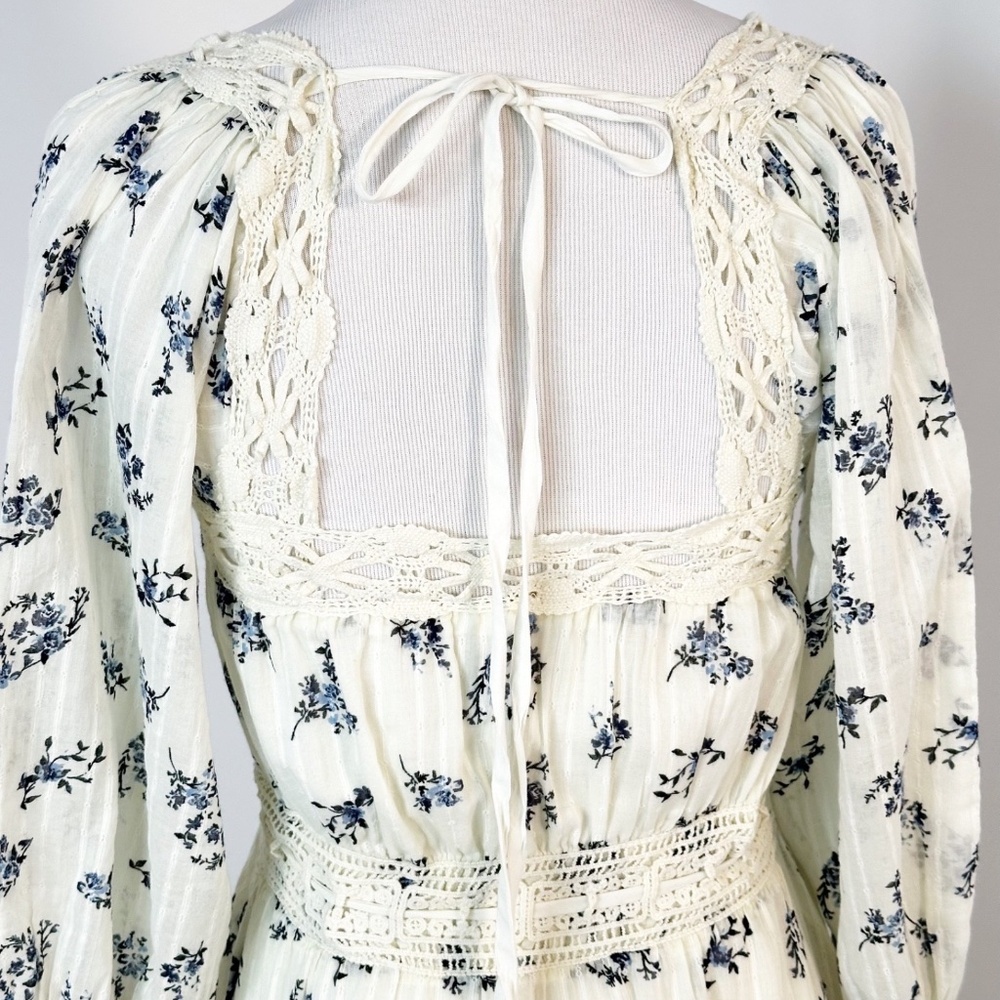 FREE PEOPLE Morning Meadows XS Pale Yellow Maxi Dress Fairycore Coquette Cottage - Picture 7 of 16